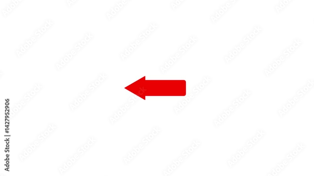 Arrow bouncing slide to left. arrow pointing leftwards. Animated arrow icon pointing left. 4k animation with alpha channel. left arrow icon up animation.