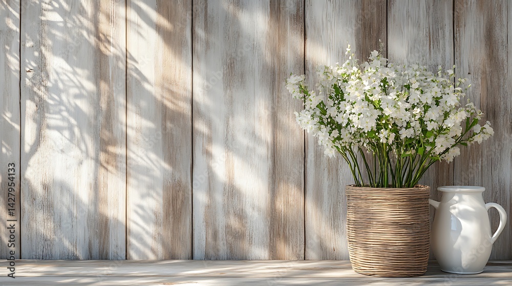 Fototapeta premium Sun-kissed wooden wall with soft golden tones