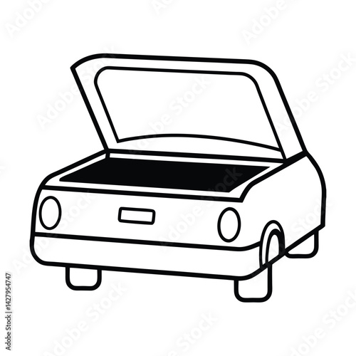 Car with open hood outline simple automotive illustration transportation icon and vehicle repair symbol
