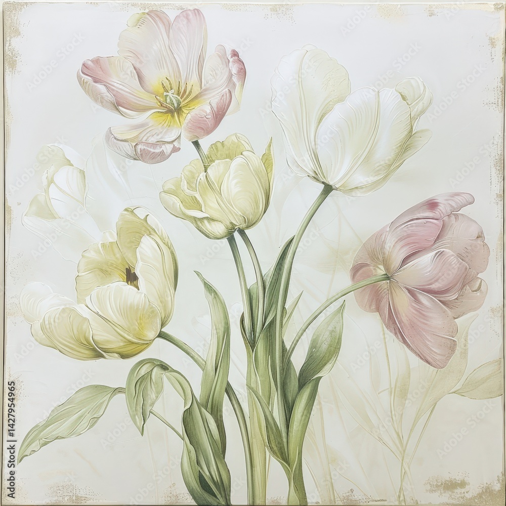 Elegant Tulips in Soft Pastels