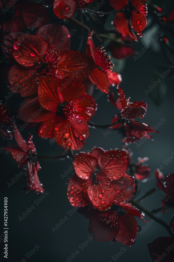 Red Flowers in the Rain