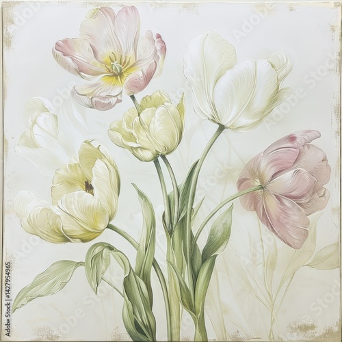 Obraz na płótnie Elegant Tulips in Soft Pastels w salonie