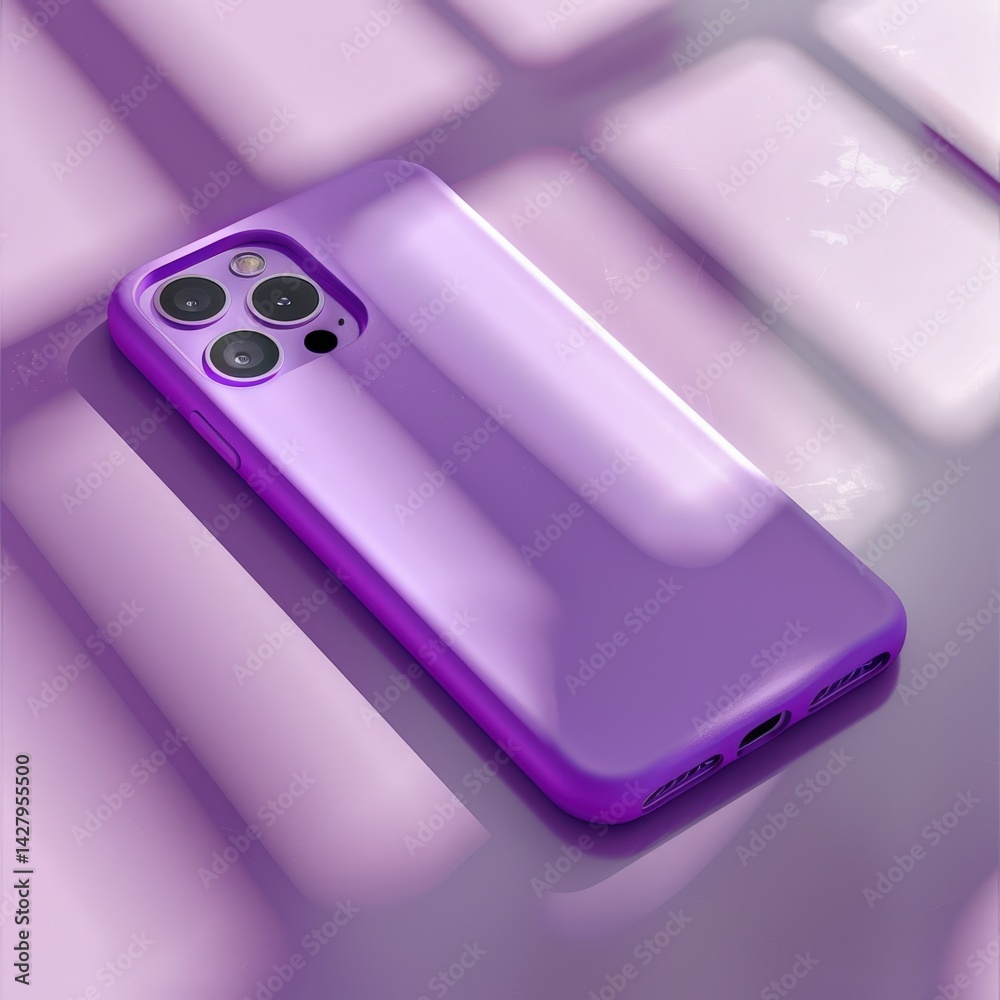 Purple Phone Case on a Reflective Surface