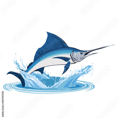 Leaping Blue Marlin Vector