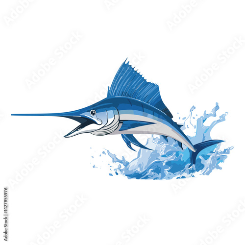 Leaping Blue Marlin Vector