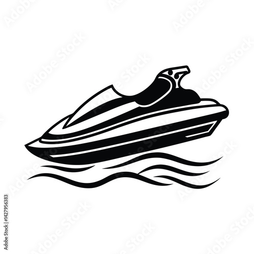 jet ski silhouette sleek design dynamic water splash for web and graphic