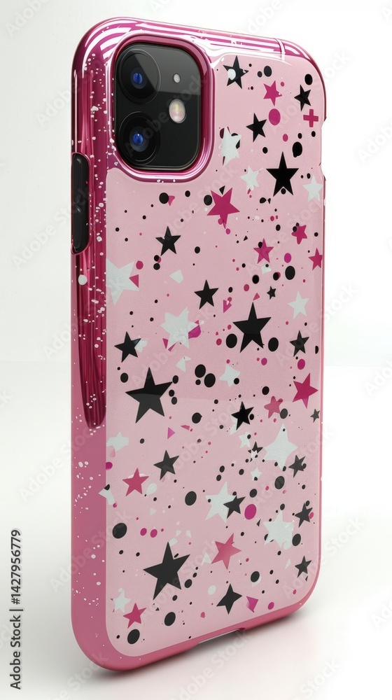 Pink Phone Case with Stars and Dots
