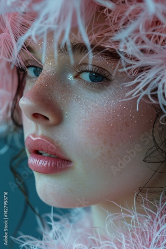 Woman in Pink Feathered HatFictional Character Created By Generative AI