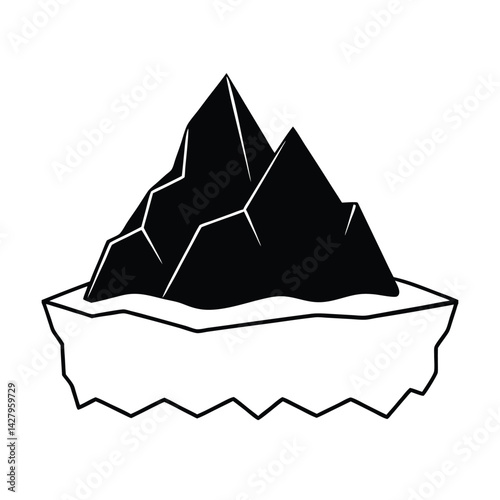 Isolated black and white iceberg icon graphic vector illustration design representing cold climate and natural landscapes