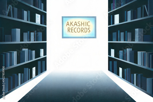 Akashic Records Infinite Library: Glowing Books with Shifting Titles – Cosmic Knowledge, Past Lives & Spiritual Wisdom for Mystical Art and Soul Journey Content