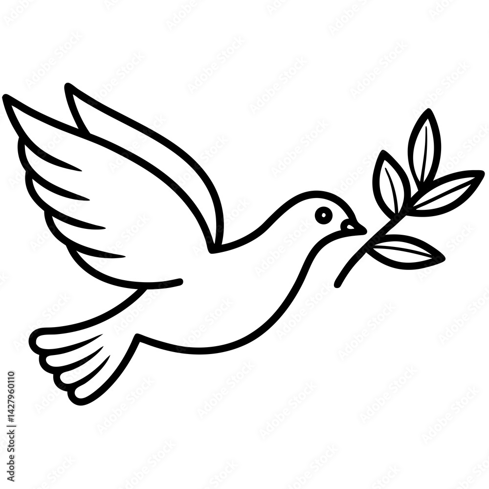 Obraz premium Dove and Olive AI Graphic Design File – Minimalist White Background Microstock Art