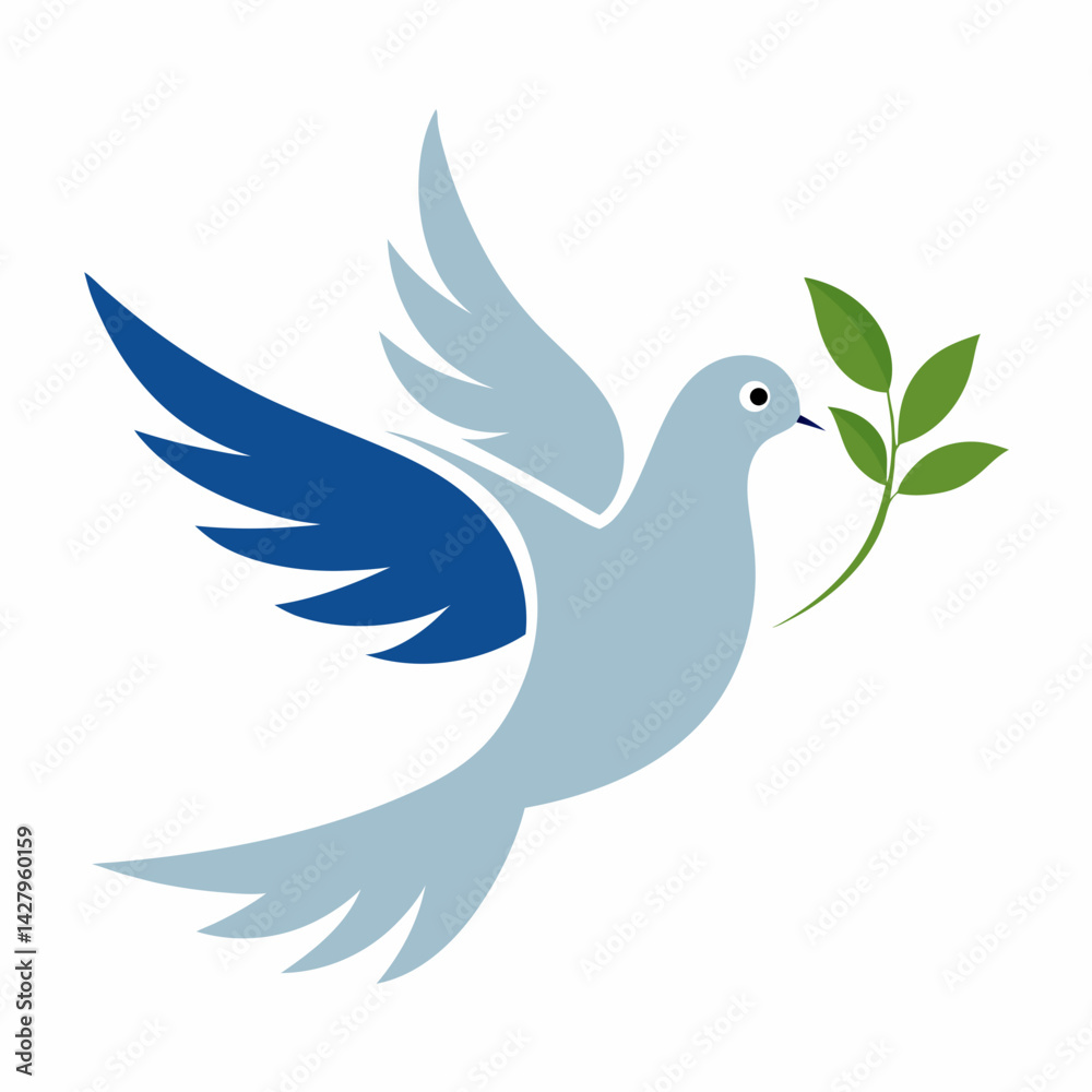 Fototapeta premium Dove and Olive AI Graphic Design File – Minimalist White Background Microstock Art