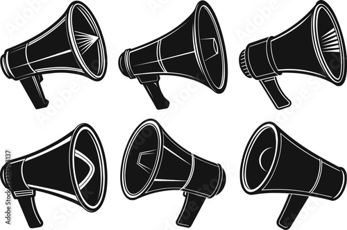 Set of megaphone silhouette vector illustration