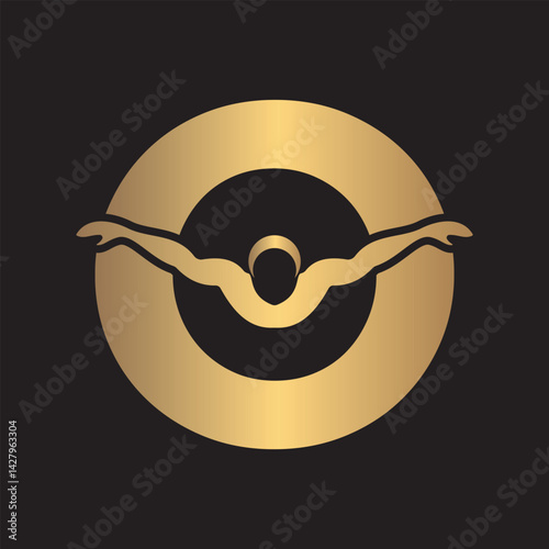 Swimming Logo combine with letter O vector template