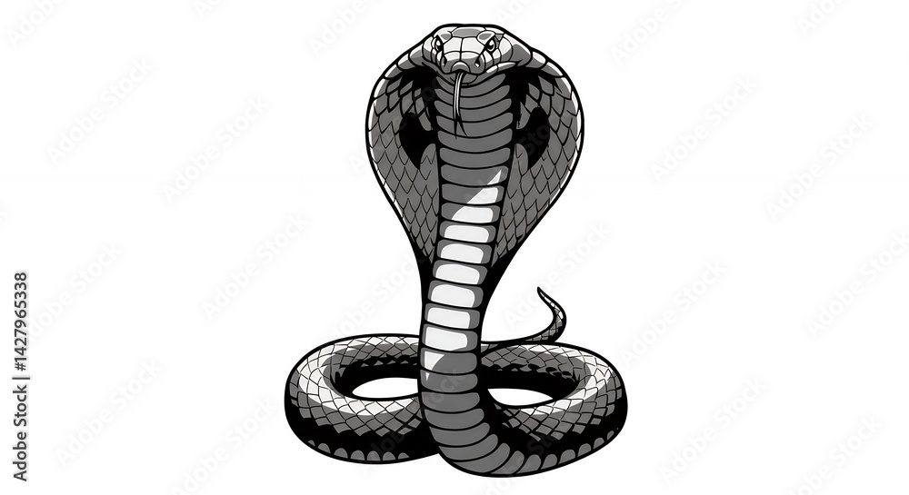 Fototapeta premium Cobra illustration graphic design black and white animal art