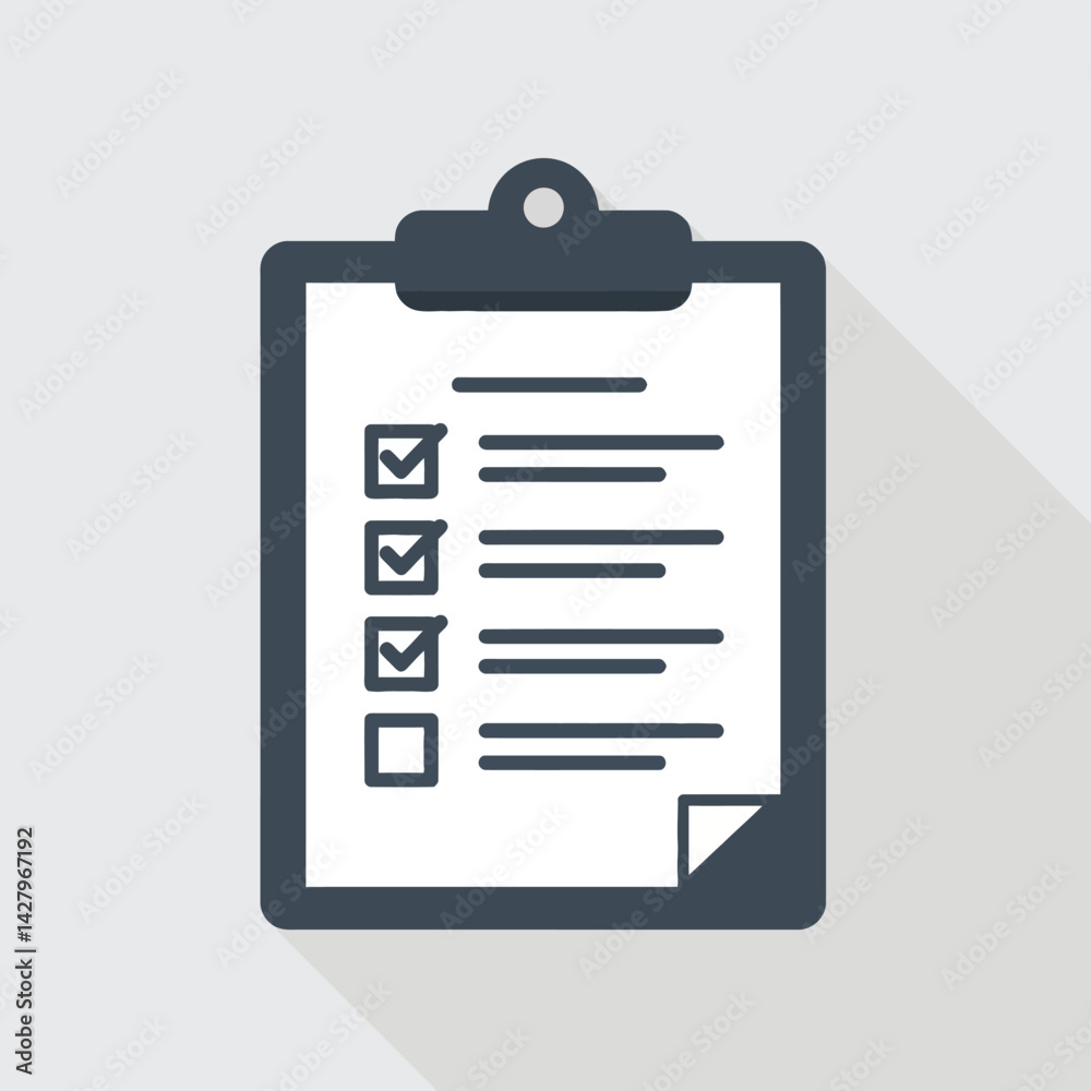 Flat Illustration Vector Clipboard with Checklist Showing Completion and Tasks Flat Illustration Vector Clipboard with Checklist Showing Completion and Tasks