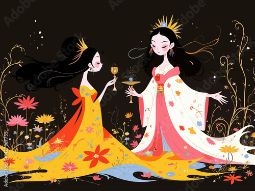 The beautiful Princess Konohanasakuya and the ugly Princess Iwanaga, Japanese mythology, mystical, fantasy