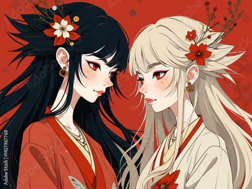 The beautiful Princess Konohanasakuya and the ugly Princess Iwanaga, Japanese mythology, mystical, fantasy
