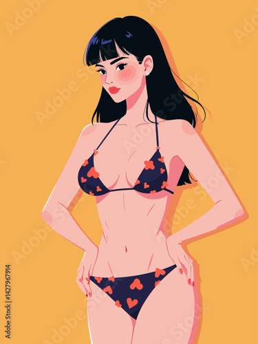 woman posing bikini illustration
