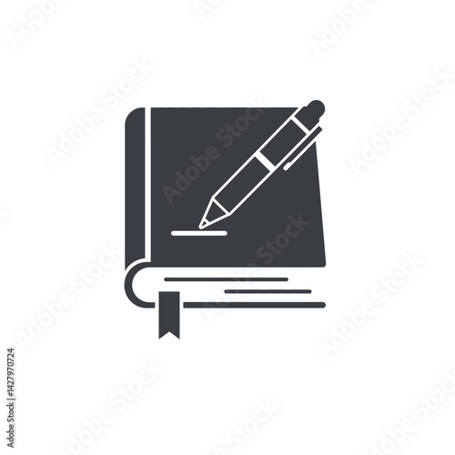 Flat Illustration Vector Writing in Book Vector Icon - Note Taking and Education
