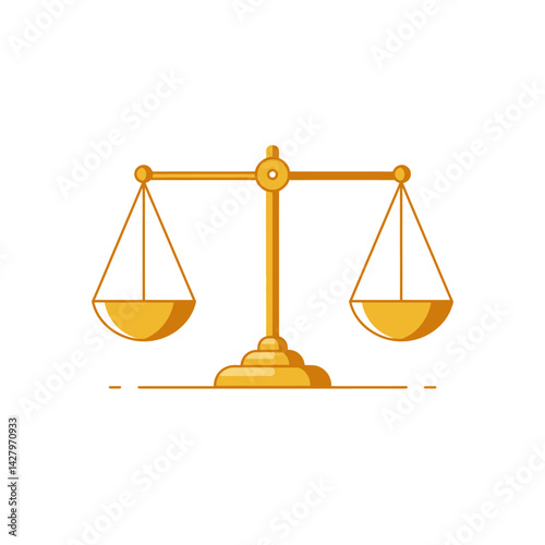 Flat Illustration Vector Golden Balance Scale Icon Illustration for Legal and Justice Concepts