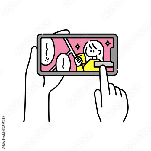 広告スキップのカウントダウンを待ち構えているイラスト