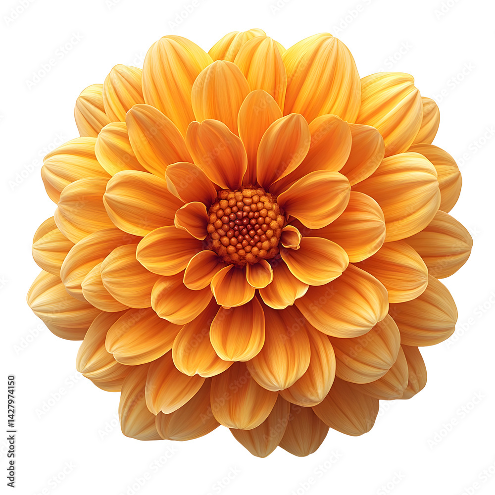 Orange Dahlia Flower Illustration Orange Dahlia Flower Illustration