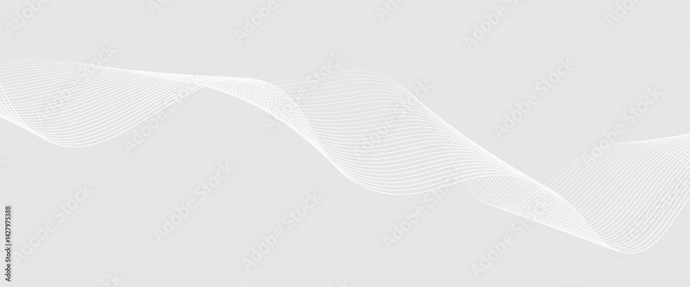Abstract wave element for design. Digital frequency track equalizer. Stylized line art background. Vector illustration. Wave with lines created using blend tool. Curved wavy line, smooth stripe.
