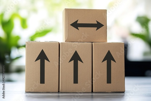 Upward trending stacked boxes.