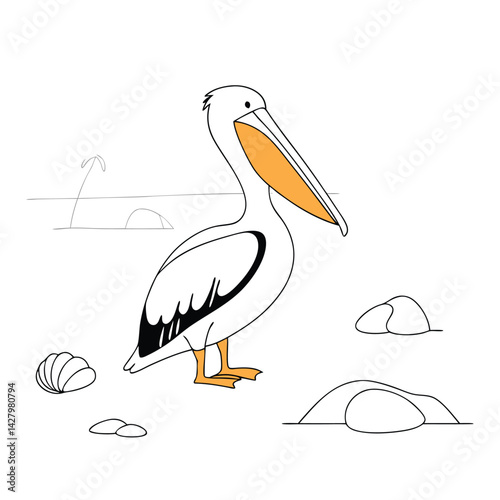 Pelican Bird Illustration Elegant Coastal Bird for Nature and Wildlife Designs