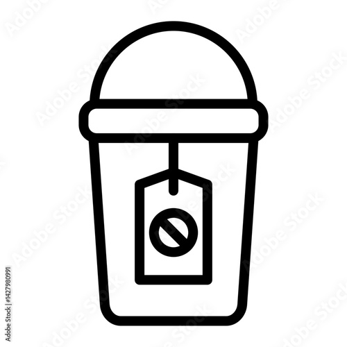 Order Number Tag Vector Line Icon Design