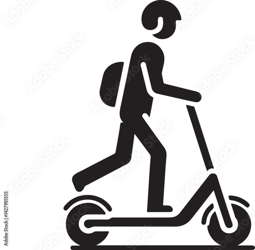 Electric scooter silhouette vector illustration on a white background
