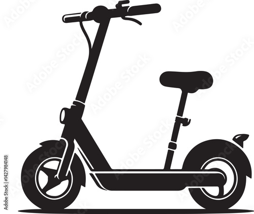 Electric scooter silhouette vector illustration on a white background