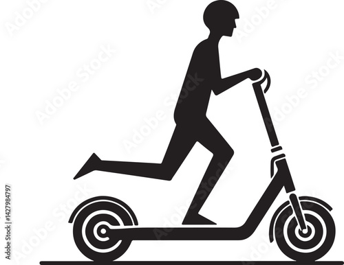 Electric scooter silhouette vector illustration on a white background