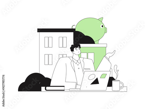 Home loan flat vector concept operation illustration
