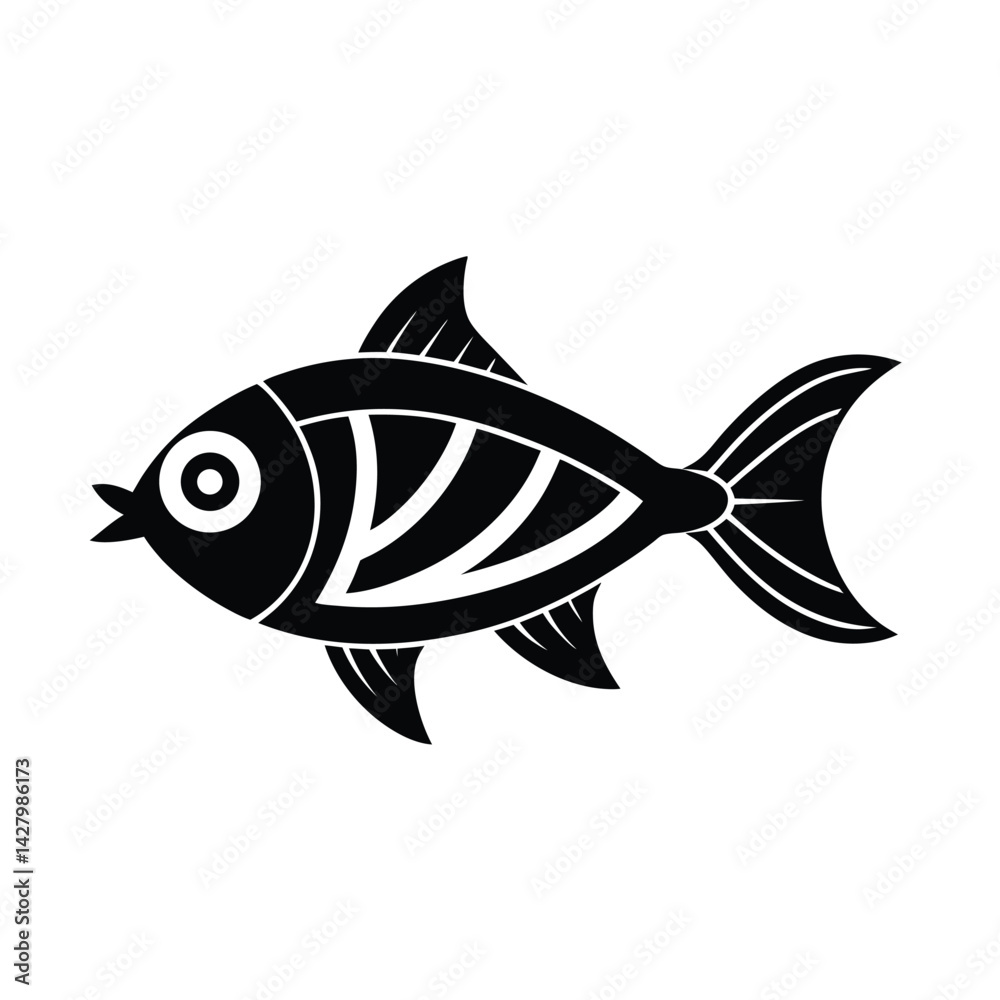 Fototapeta premium stylized fish graphic design tribal art style drawing for web and graphic design