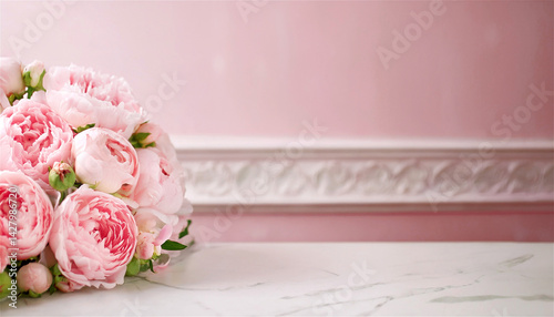 ペールピンクのシャクヤクのブーケ