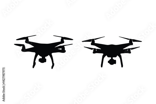 Drone silhouette vector art isolated on white background unmanned aerial vehicle
