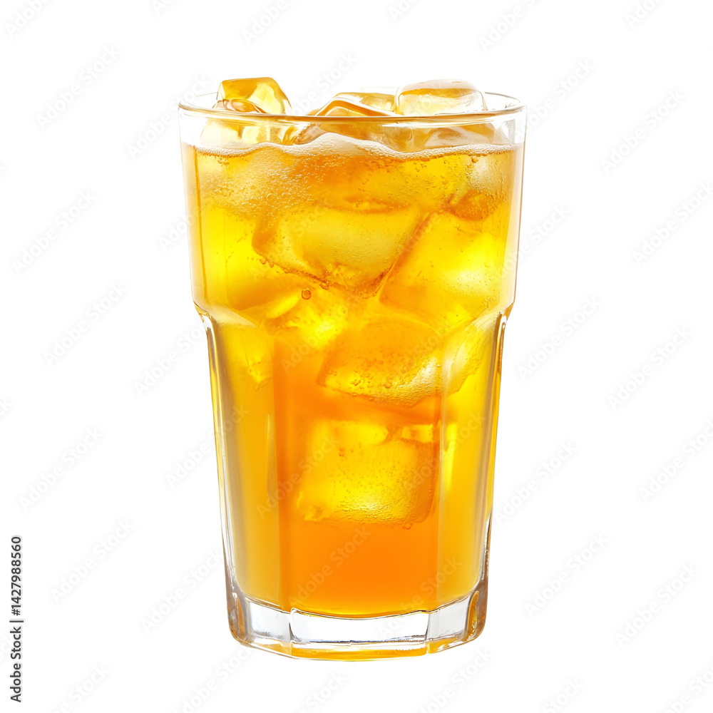 Refreshing Iced Yellow Drink in Glass Refreshing Iced Yellow Drink in Glass