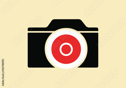 National Camera Day Vector Illustration with Camera, Lens, Shutter Button, and Photography Tools in Solid Colors for Modern Photography Design