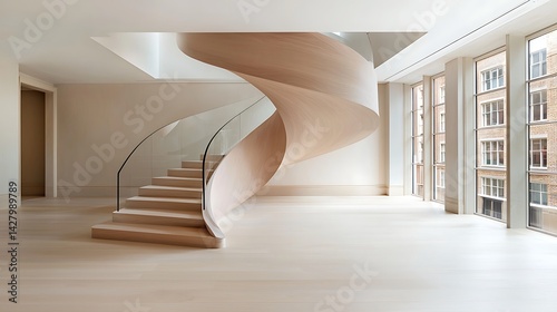 Modern spiral staircase design in an elegant interior space contemporary architecture bright and minimalist environment