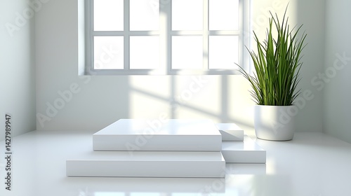 Minimalist interior design showcase modern home digital art bright atmosphere wide angle serenity concept