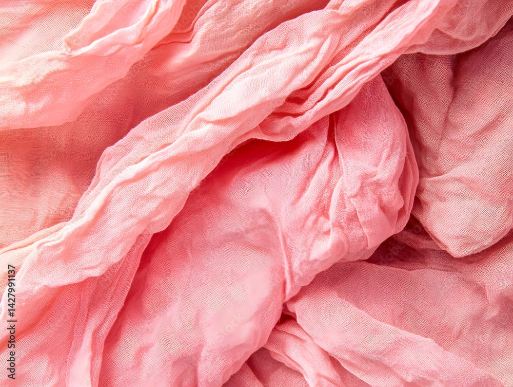 Abstract Pink Fabric Texture Background Soft Draped Gauze Crepe Material Abstract Pink Fabric Texture Background Soft Draped Gauze Crepe Material