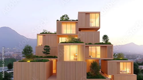 Modern architectural design urban landscape residential building eco-friendly environment aerial view innovative concepts