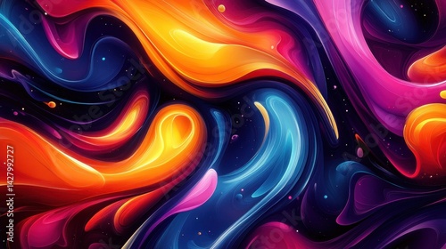 Vibrant abstract swirls of color blending in cosmic background