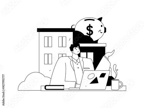 Home loan flat vector concept operation illustration
