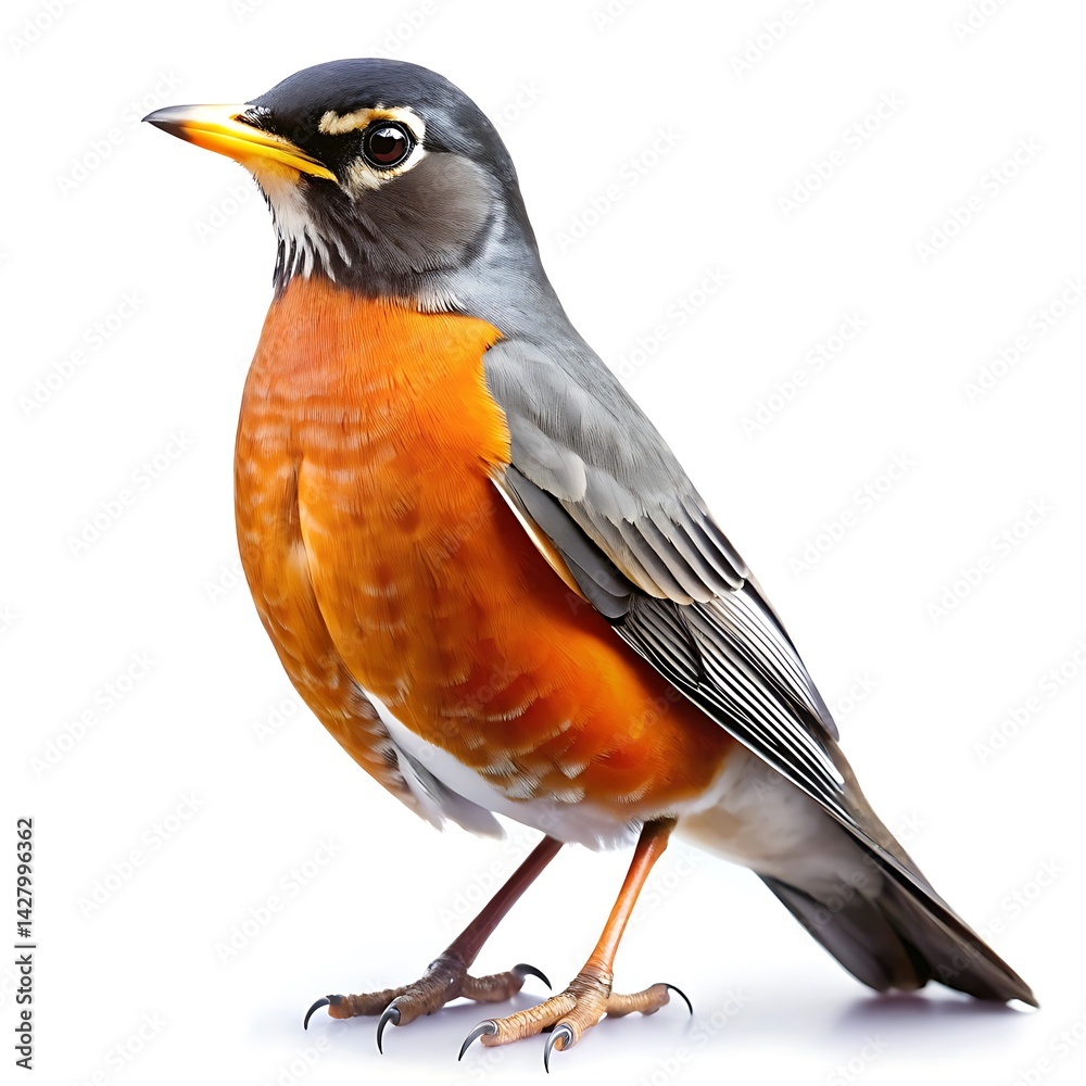 Obraz premium American robin isolated on white background