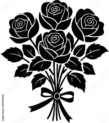 bouquet of rose silhouette vector illustration
