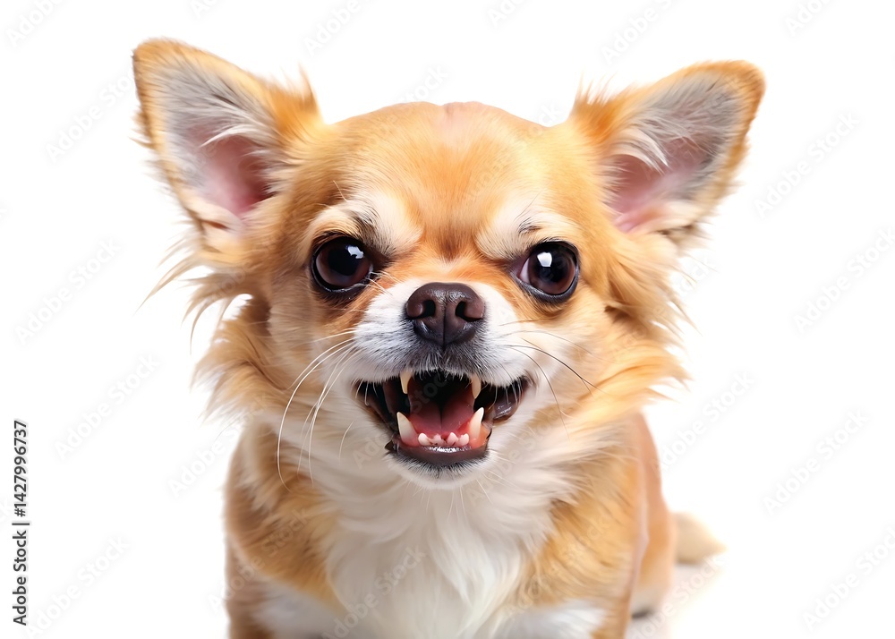 Angry chihuahua growling 2 years old isolated on white background Angry chihuahua growling 2 years old isolated on white background
