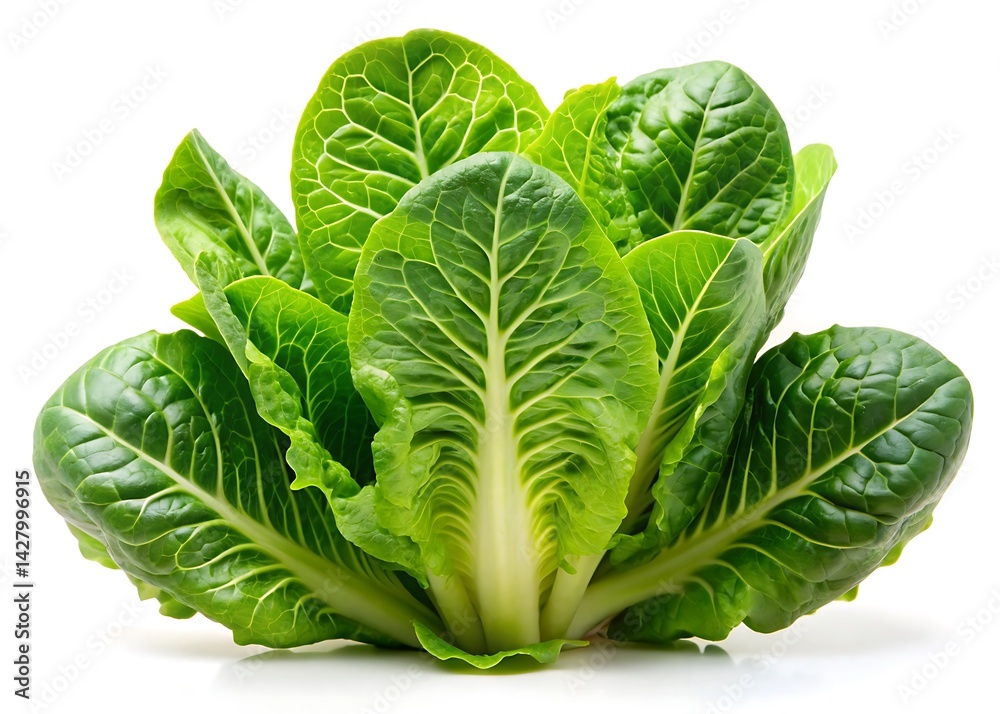 Obraz premium Baby cos lettuce romaine isolated on white background